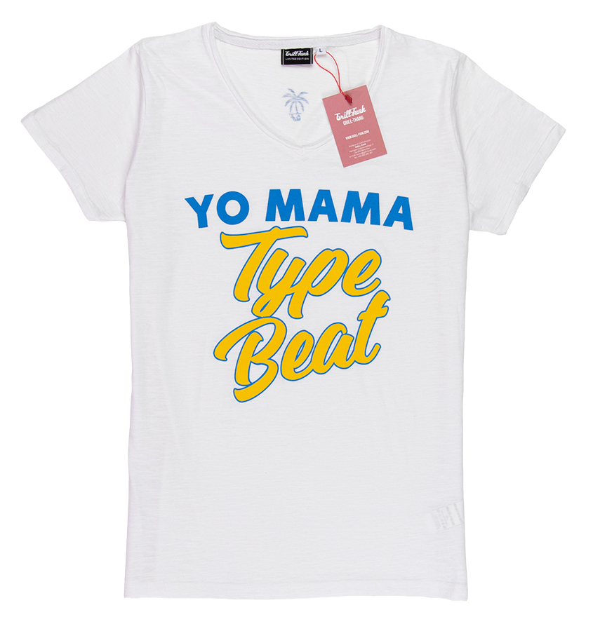 Koszulka damska Grill-Funk Yo Mama Type Beats - biała